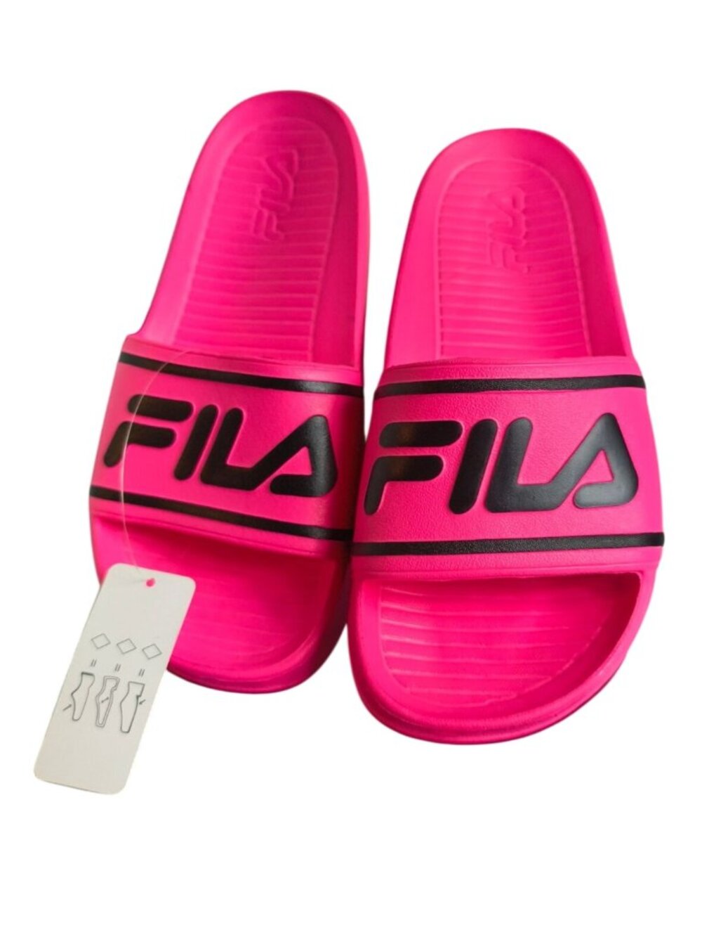 FILA Womens 6 Sleek Slide ST Pink Logo Lightweight Slip-On Sandals New